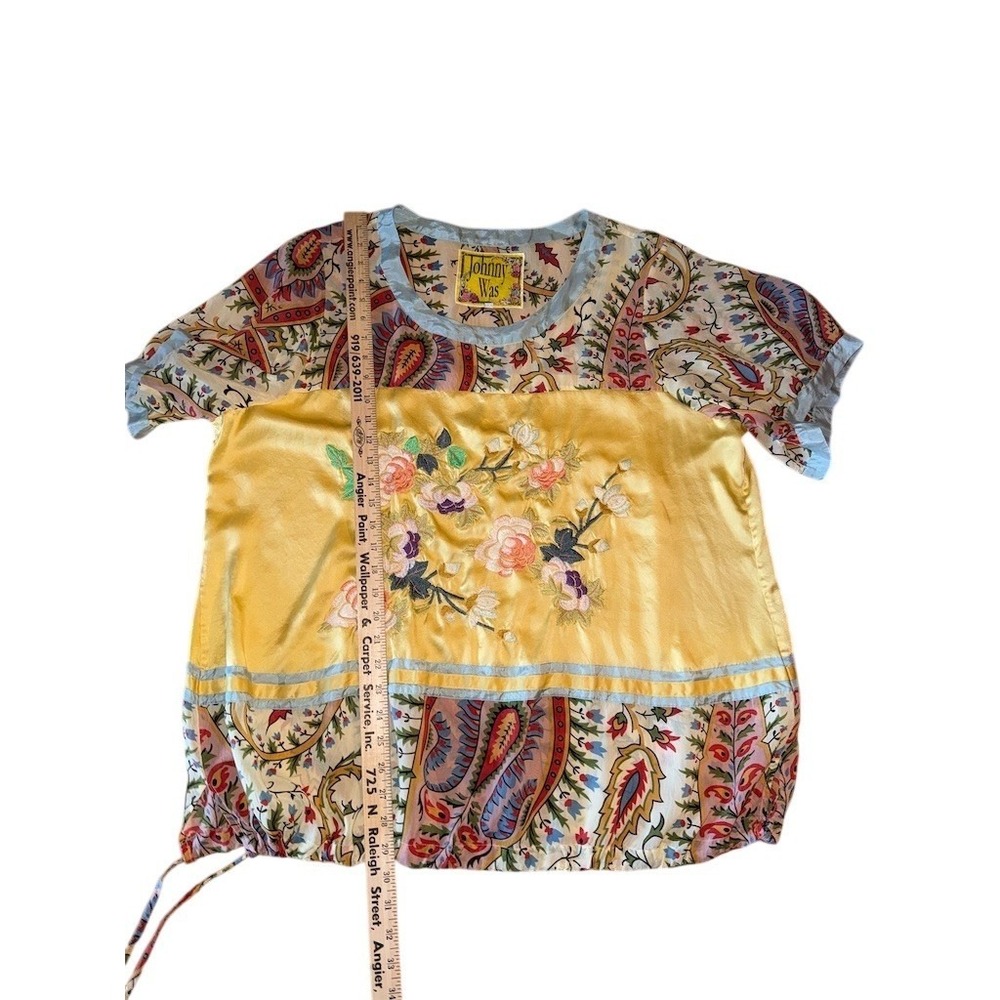 Johnny Was Blouse Womens Plus 2XL Multicolor Paisley Embroidered Side Tie boho - Picture 6 of 8